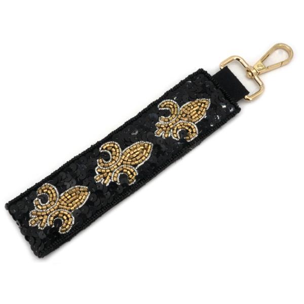 SEED BEAD FLEUR DE LIS KEYCHAIN