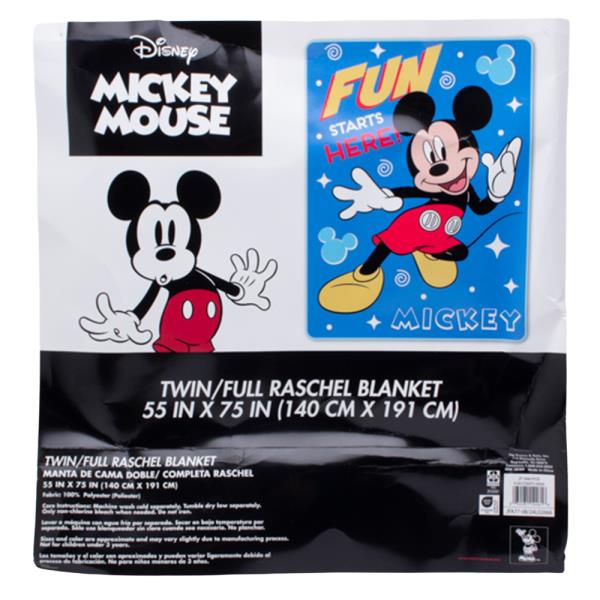 MICKEY THE FUN STARTS HERE RASCHEL BLANKET