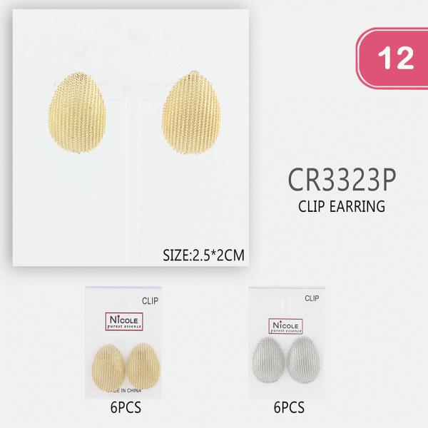 METAL OVAL POST EARRING (12 UNITS)