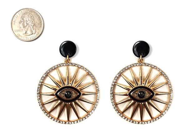 EYE ROUND RHINESTONE DANGLE EARRING