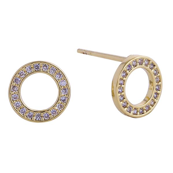 14K GOLD/WHITE GOLD DIPPED HALO STUD CZ EARRINGS