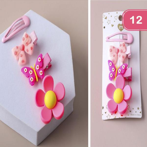 FLOWER BUTTERFLY HAIR PINS SET (12 UNITS)