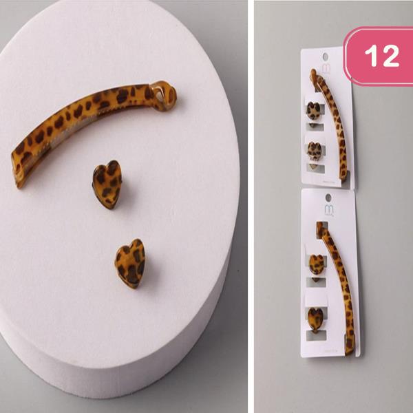 LEOPARD HAIR CLAW JAW CLIP SET (12 UNITS)