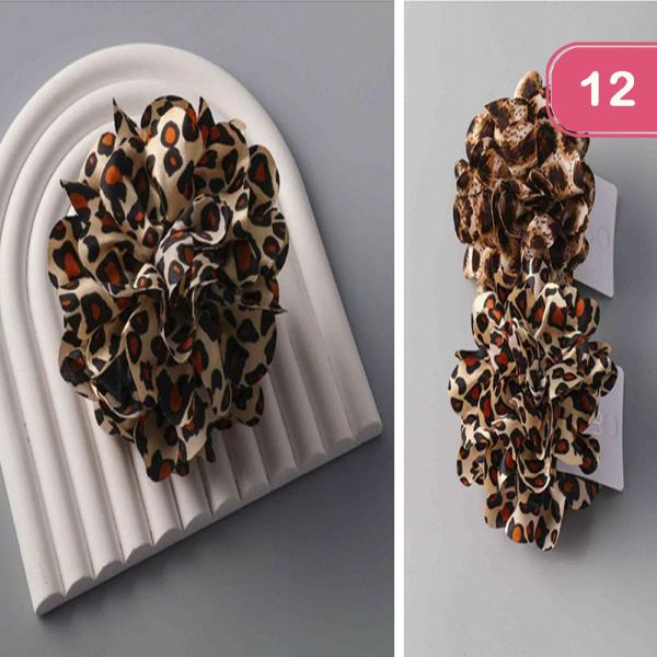 LEOPARD FLOWER HAIR CLAW JAW CLIP (12 UNITS)