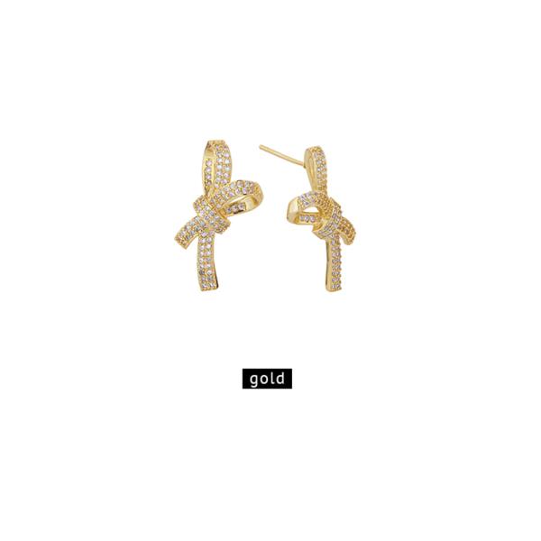 14K GOLD DIPPED BOW DELIGHT PAVE CZ EARRINGS