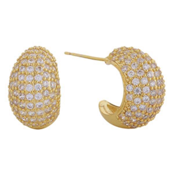 14K GOLD DIPPED GLAMOUR GEM ENCRUSTED PAVE CZ EARRINGS