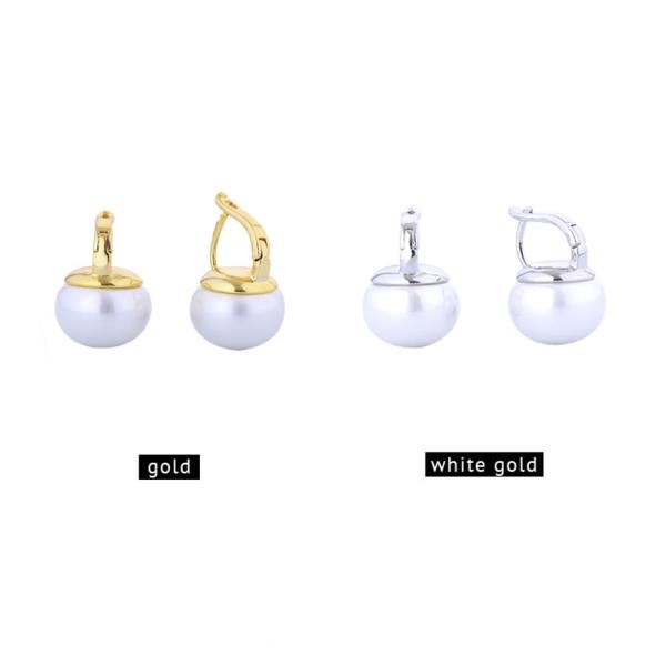 14K GOLD/WHITE GOLD DIPPED PEARL DROP CZ EARRINGS