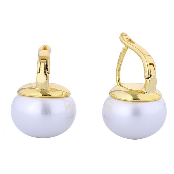 14K GOLD/WHITE GOLD DIPPED PEARL DROP CZ EARRINGS