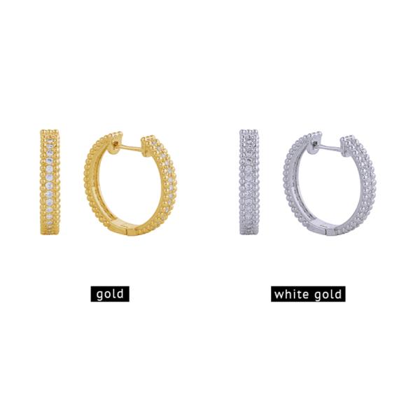 14K GOLD DIPPED/WHITE GOLD DIPPED GOLDEN SPARKLE HOOP PAVE CZ EARRINGS