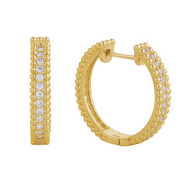 14K GOLD DIPPED/WHITE GOLD DIPPED GOLDEN SPARKLE HOOP PAVE CZ EARRINGS