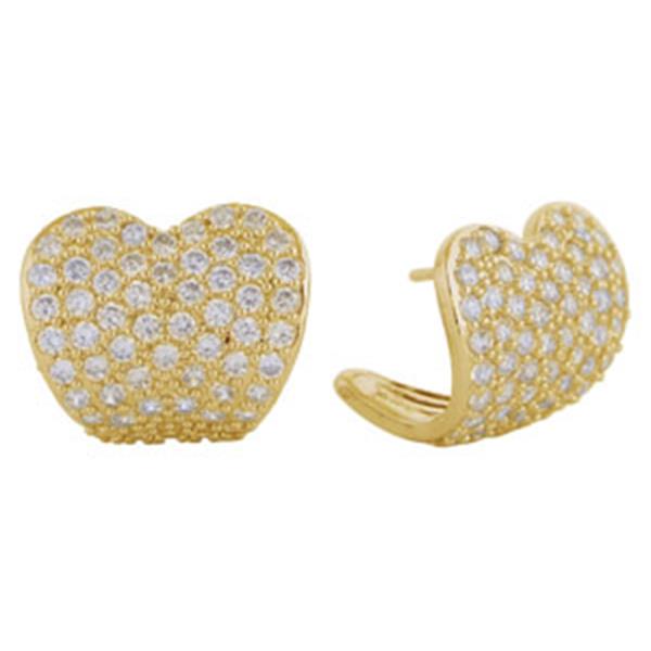 14K GOLD DIPPED/WHITE GOLD DIPPED HEART STUD PAVE CZ EARRINGS