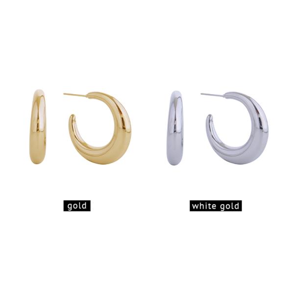 14K GOLD DIPPED/WHITE GOLD DIPPED CRESCENT HOOP EARRINGS