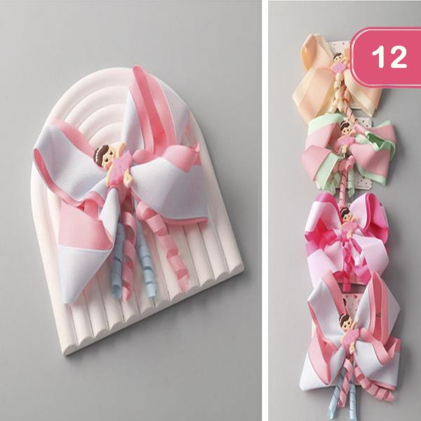 PRINCESS RIBBON HAIR BOW PIN (12 UNITS)