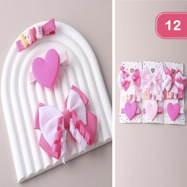 LOVE HEART HAIR PIN SET (12 UNITS)