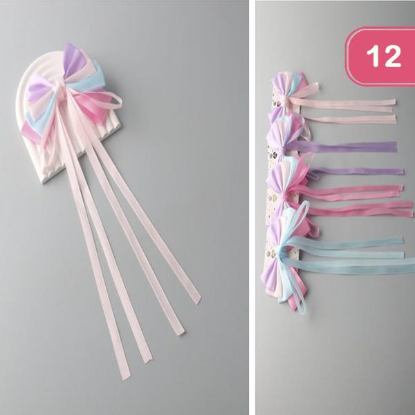 RIBBON HAIR BOW WITH TASSEL (12 UNITS)