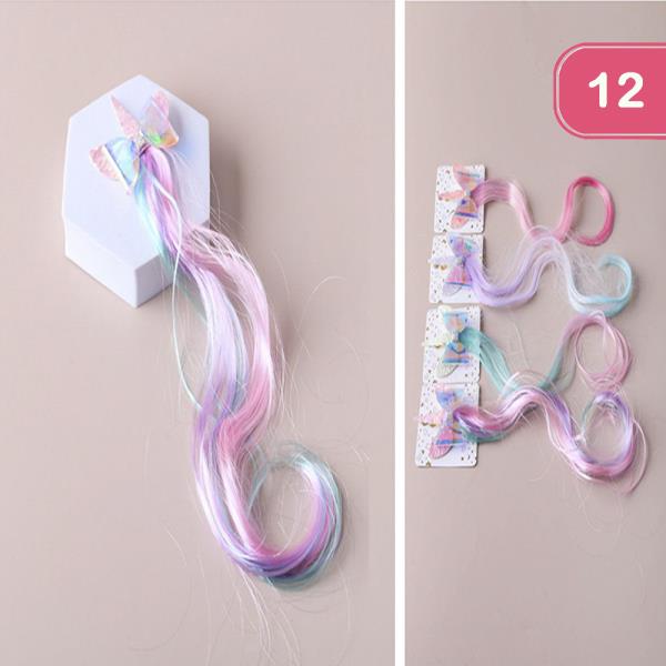 UNICORN RIBBON FAUX HAIR PIN (12 UNITS)