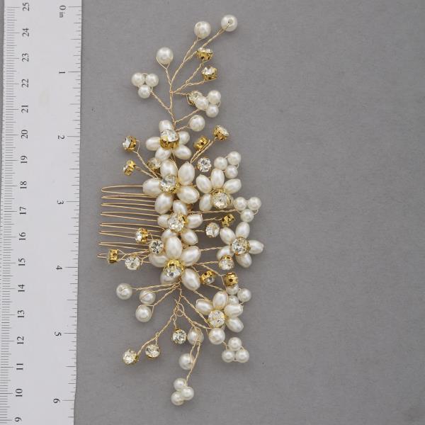 FLOWER PEARL RHINESTONE HAIR COMB