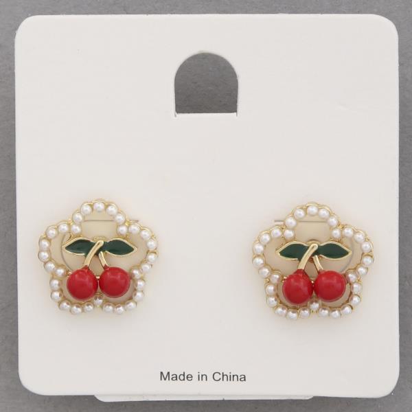 CHERRY FLOWER PEARL EARRING