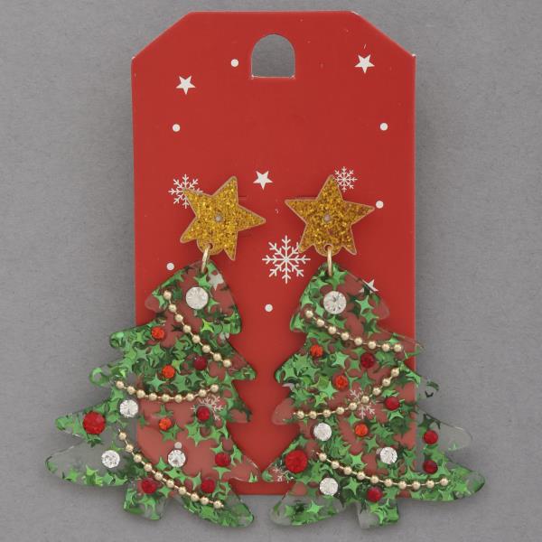 CHRISTMAS TREE DANGLE EARRING