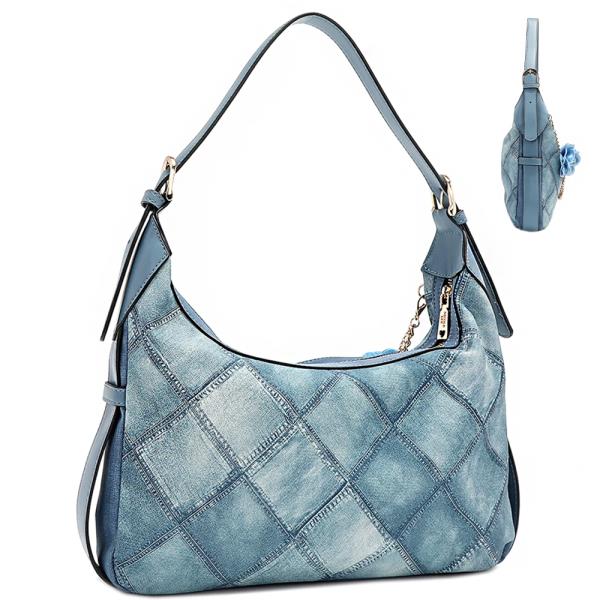 NICOLE LEE BLUE FLOWER SHOULDER BAG