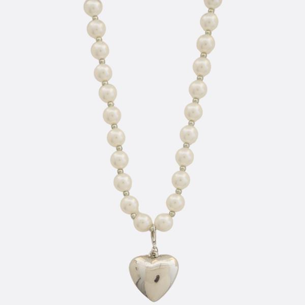 HEART PENDNAT PEARL BEAD NECKLACE