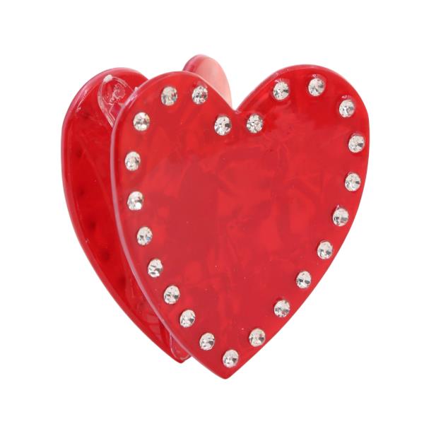 HEART SHAPE RHINESTONE CLAW HAIR CLIP