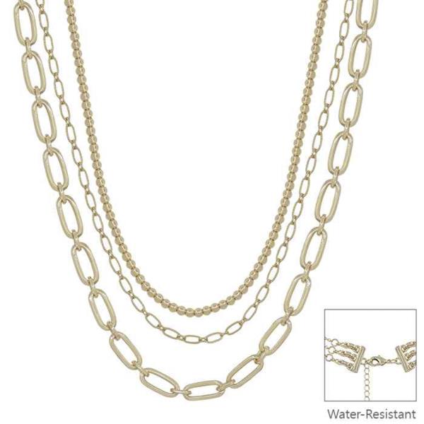 3 LAYERED 4MM CCB WITH CHUNKY CHAIN MULTIWAY SHORT NECKLACE