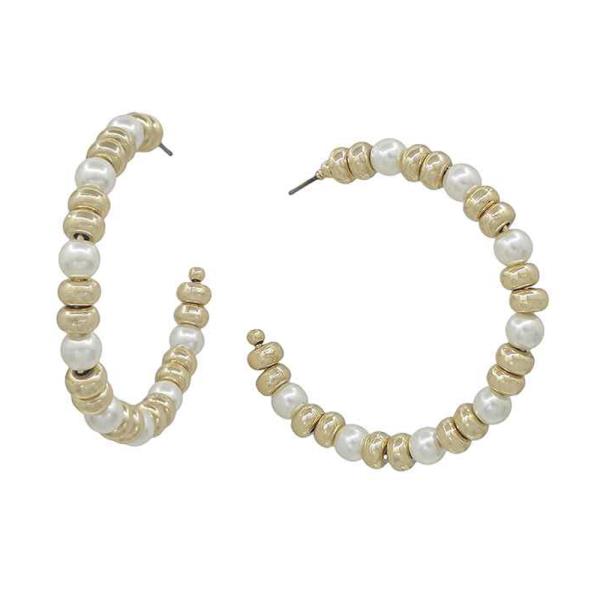 FLAT CCB WITH 5MM PEARL ACCENT HOOP EARRING