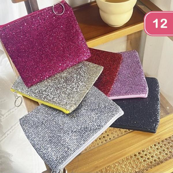 GLITTER MINI COSMETIC POUCH (12 UNITS)