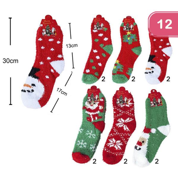 CHRISTMAS COZY SOCKS (12 UNITS)