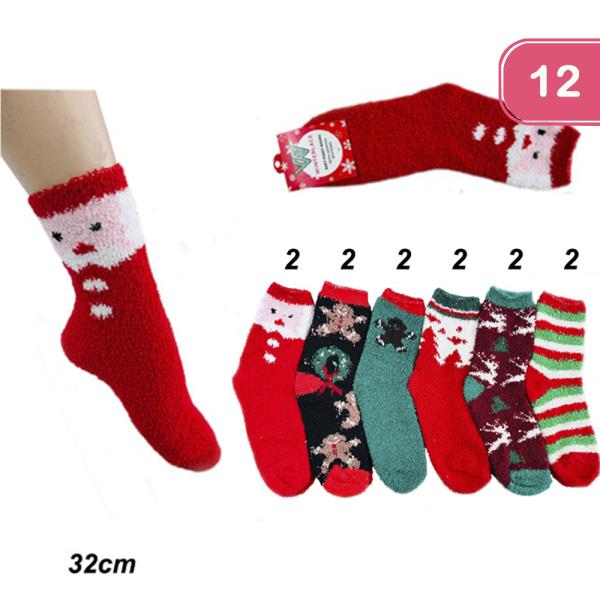 CHRISTMAS COZY SOCKS (12 UNITS)