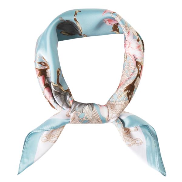 SILKY FLOWER BANDANA NECK SCARF