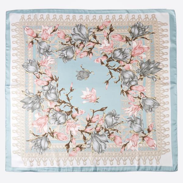 SILKY FLOWER BANDANA NECK SCARF