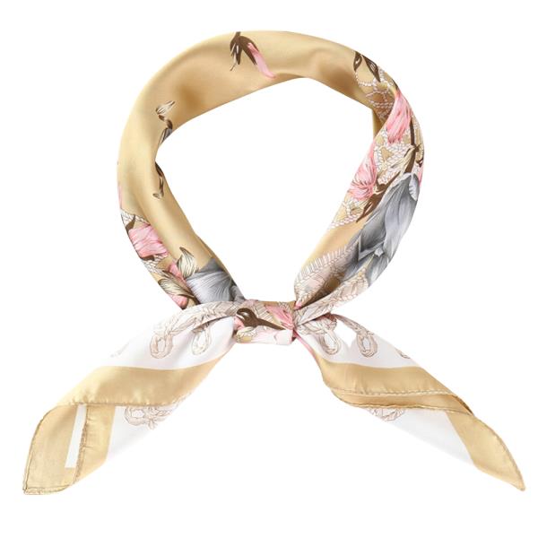 SILKY FLOWER BANDANA NECK SCARF