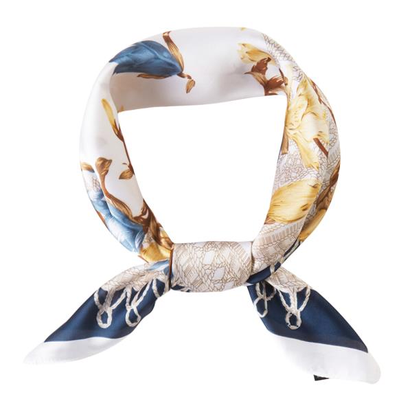 SILKY FLOWER BANDANA NECK SCARF