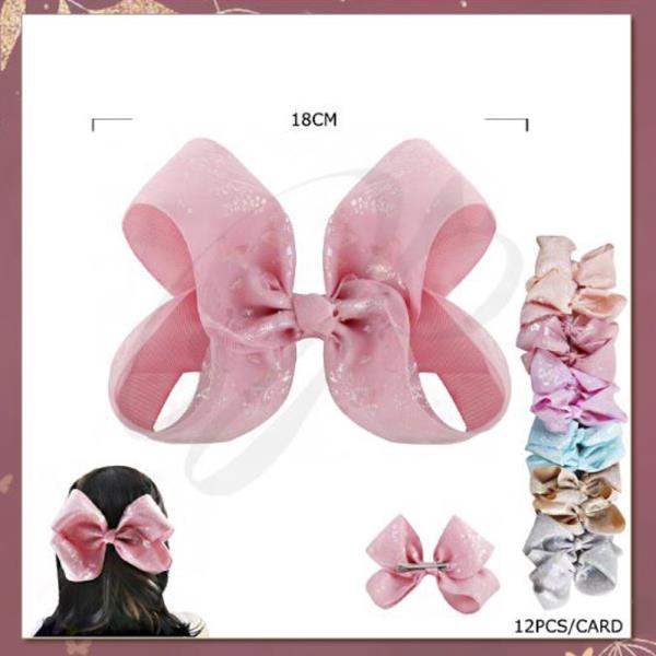 RIBBON HAIR BOW PIN (12 UNITS)