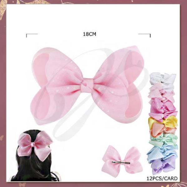 RIBBON HAIR BOW PIN (12 UNITS)