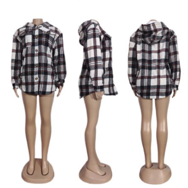 PLAID CASUAL SHIRT WITH HOODIE