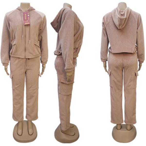 CORDUROY HOODIE AND PANT SET