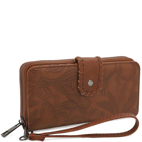 STYLISH FLORAL EMBOSSED WRISLET WALLET