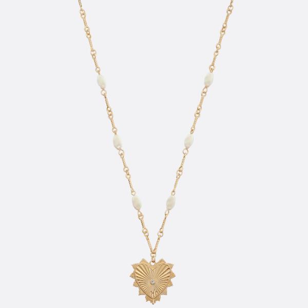 HEART PENDANT PEARL BEAD NECKLACE