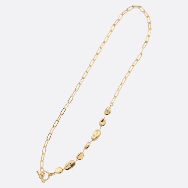 SODAJO METAL BEAD OVAL LINI TOGGLE CLASP GOLD DIPPED NECKLACE