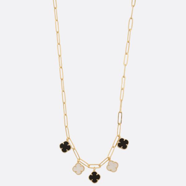 SODAJO CLOVER CHARM STATION NECKLACE