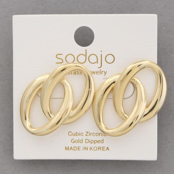 SODAJO OVAL LINK GOLD DIPPED EARRING