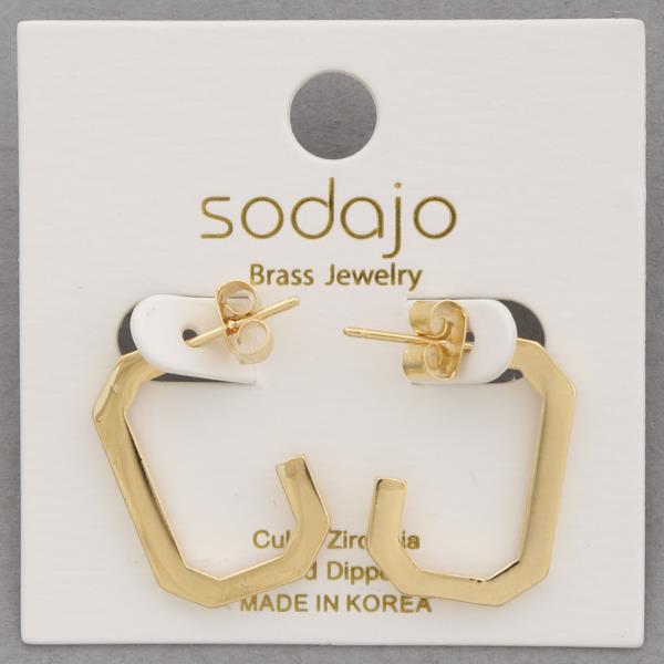 SODAJO HEXAGON SHAPE GOLD DIPPED EARRING