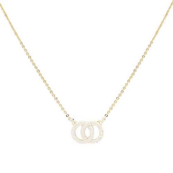 GOLD PLATED WITH CZ DOUBLE HOOP NECKLACE