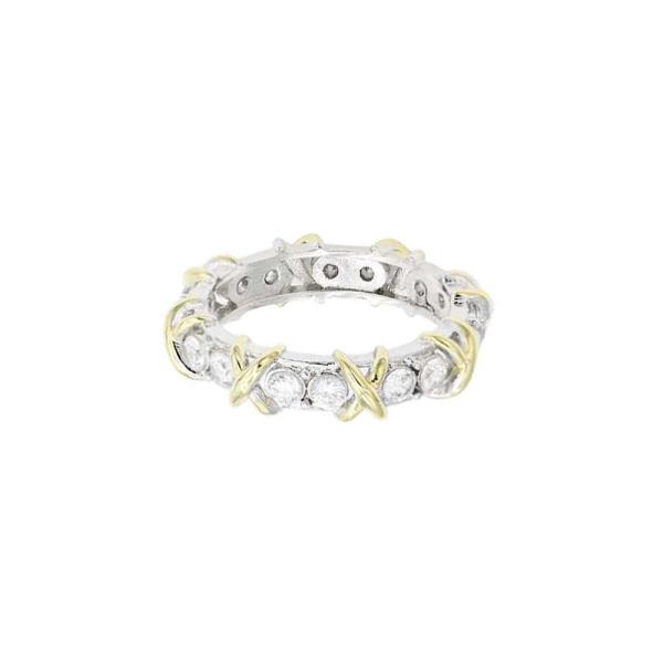 X TWO-TONE PLATED CLEAR CZ RINGS.