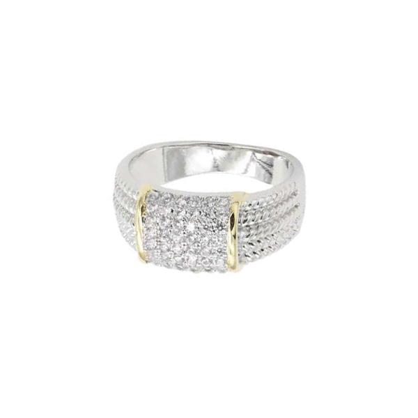 TWO-TONE PLATED CLEAR CZ RINGS