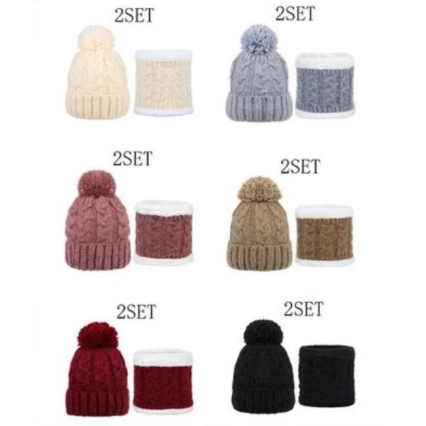 (ONLINE ONLY) YARN POMPOM BEANIE AND SCARF SET (12 UNITS)