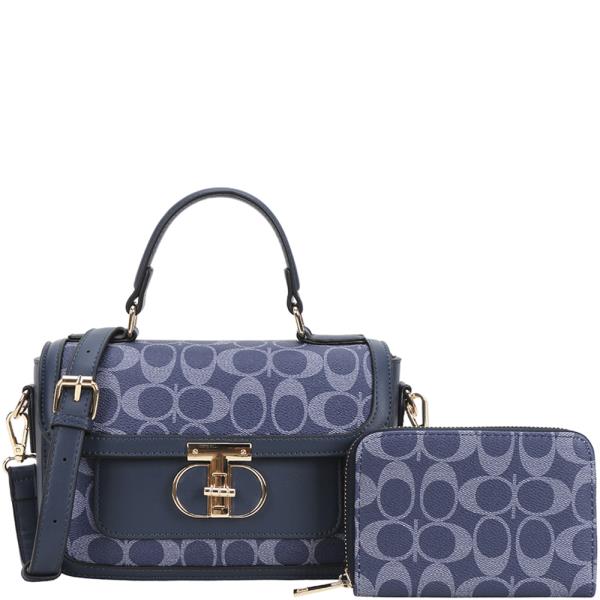 2IN1 OVAL PRINT SATCHEL W WALLET SET
